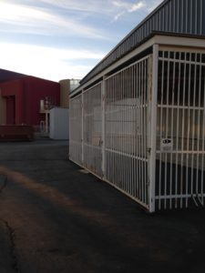 South side of building caged in patio